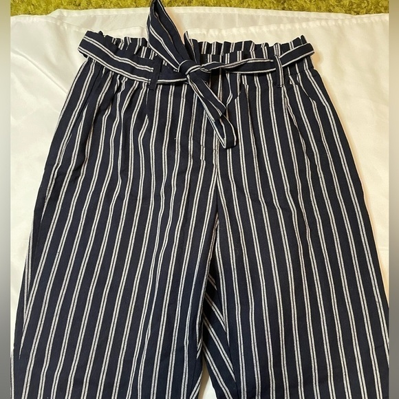 PS/LA Pacsun size small navy blue and white stripped paper bag pants - Picture 2 of 12